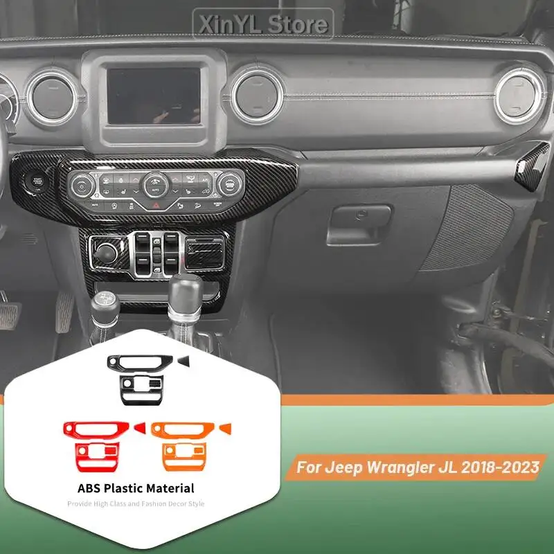 

For Jeep Wrangler JL JLU Gladiator JT 2018-2023 ABS Center Console Window Lift Control Switch Panel Trim Kit Cover Sticker