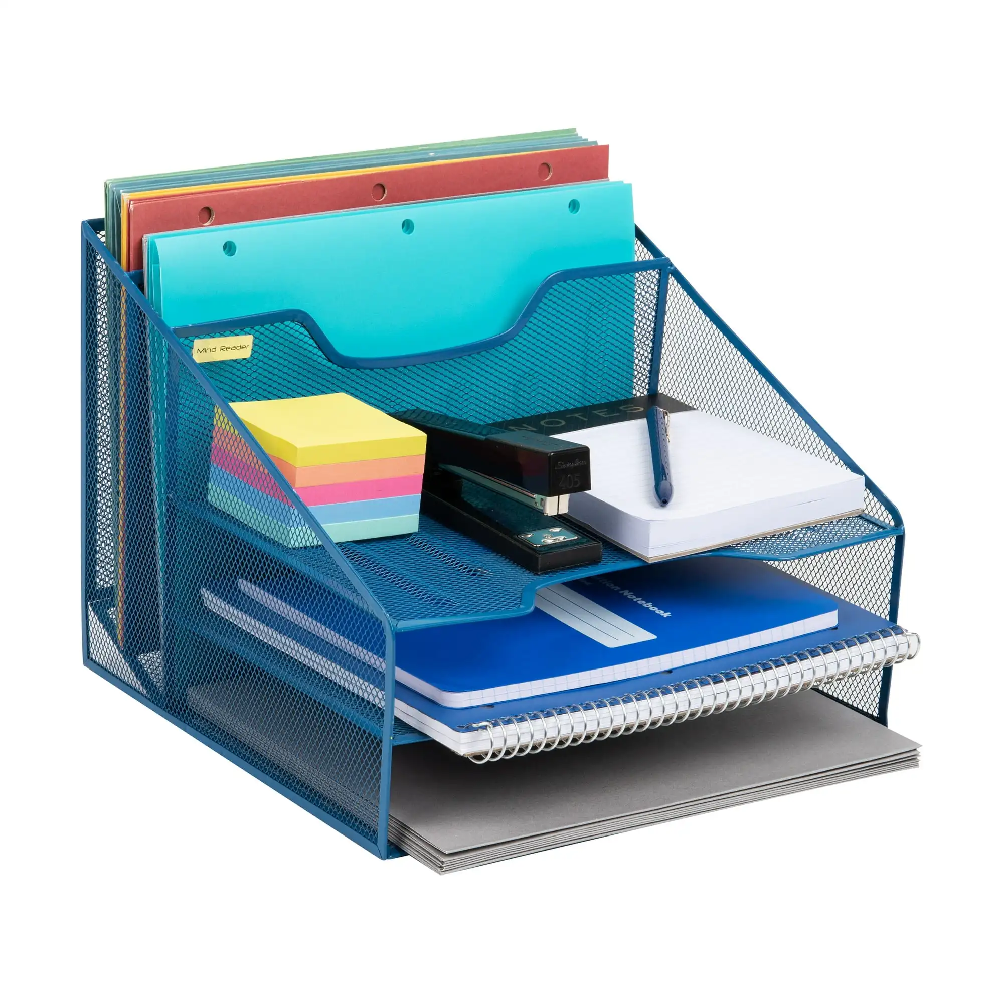 

Desktop Organizer, File Holder, Paper Trays, Metal, 12.5"L x 11.5"W x 9.5"H, Turquoise
