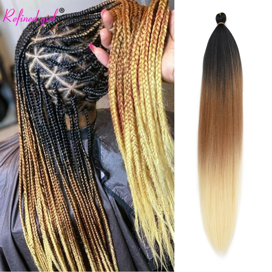 Synthetic Fiber Bluk for Jumbo Braids Box Braid Crochet hair Ombre Color EZ Braiding Hair Extensions for Black Woman Girls Brown