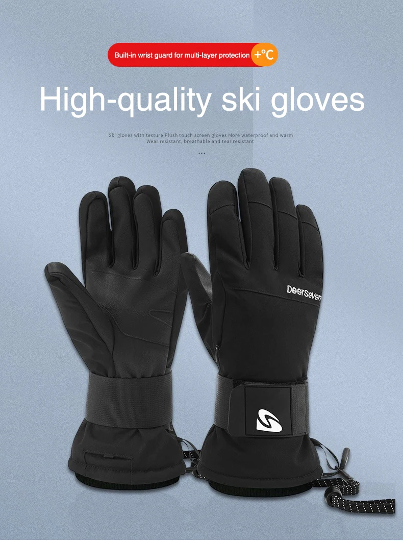 

3M Insulated Winter Ski Gloves - Kevlar Waterproof Thickened Outdoor Gloves with Built-in Wrist Support (Men/Women)