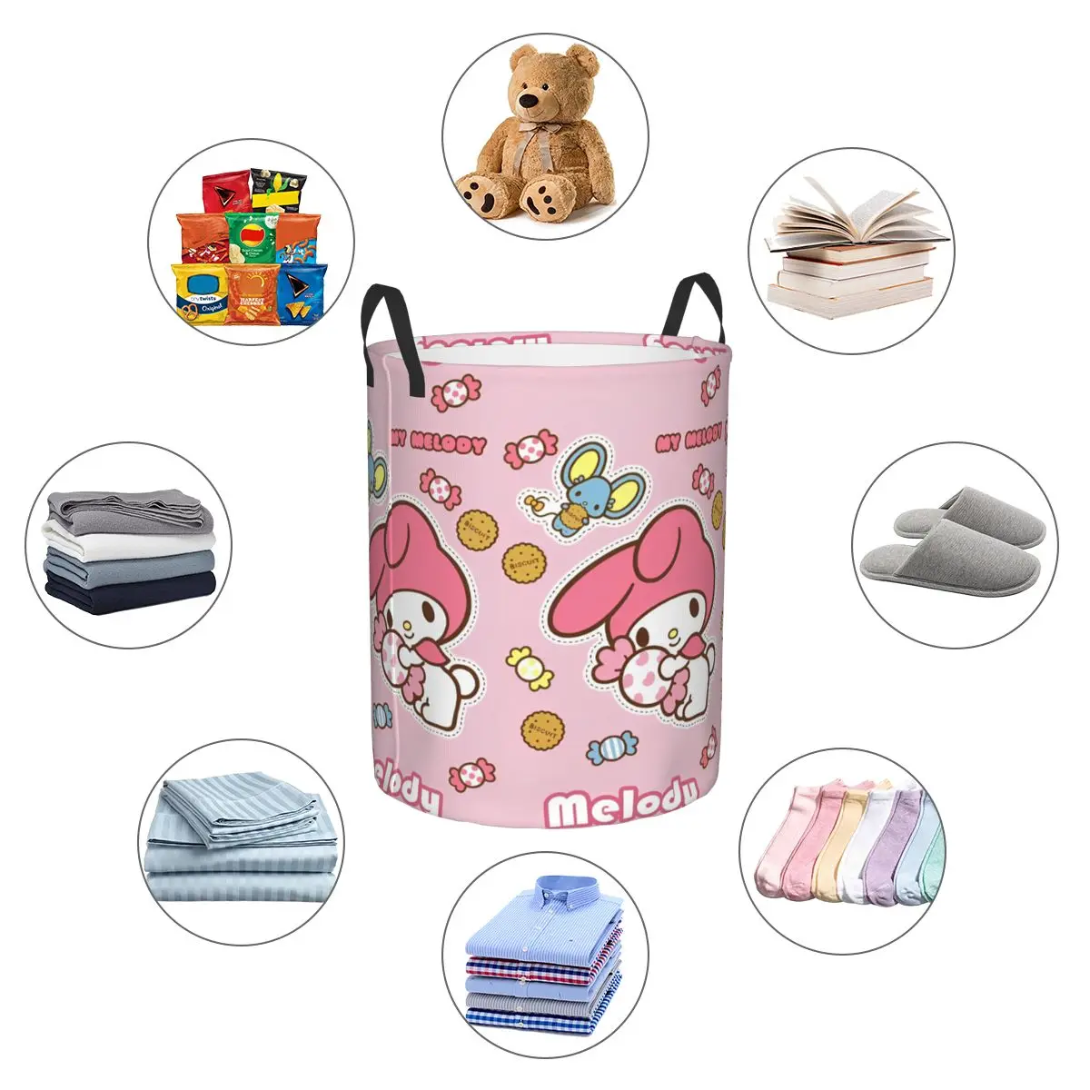 Sanrio My Melody Kid Toy Baskets Bins Lovely Organizer Storage Bin For Playhouse