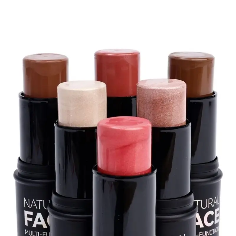 هايلايتر للوجه متعدد الوظائف وأحمر الخدود وأعواد كونتور - غير دهنية، مقاومة للماء، مناسبة لجميع أنواع البشرة