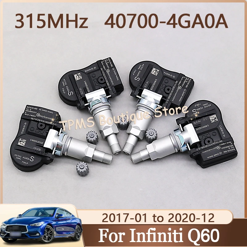 

40700-4GA0A 40700-4GA0B 4pcs 315MHz Car Tire Sensors System Tyre Pressure Sensor For For Infiniti Q60 Q50