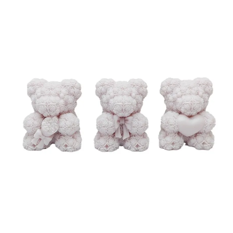 DIY Bear Hug Flower Silicone Candle Molds 3D Cute Bear Hug Love Soap Plaster Cement Resin Crafts Make Mold Home Decor Gift