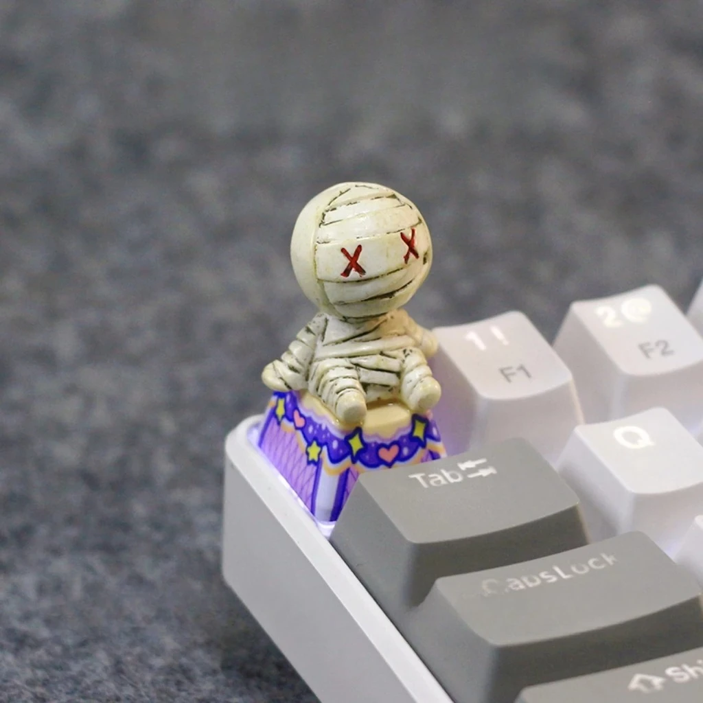New Anime Figure Mummy ‌Personalized Creativity Single Resin Cute Design Sense 3D Stereo Halloween Keycaps Mechanical Keyboard