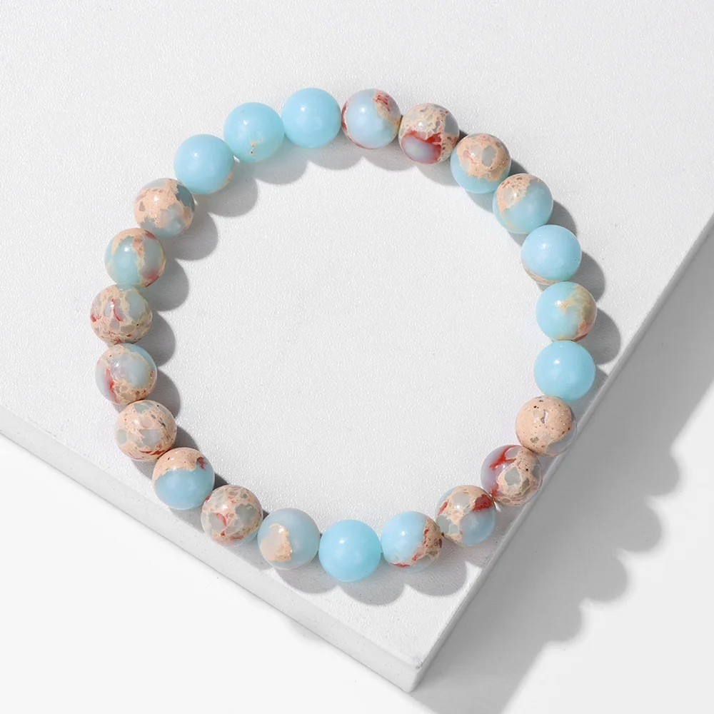 8mm Blue Natural Stone Bracelet Cat Eye Turquois Agates Bead Stretch Bangle Jewelry Gifts For Women Men Energy Yoga Bracelets