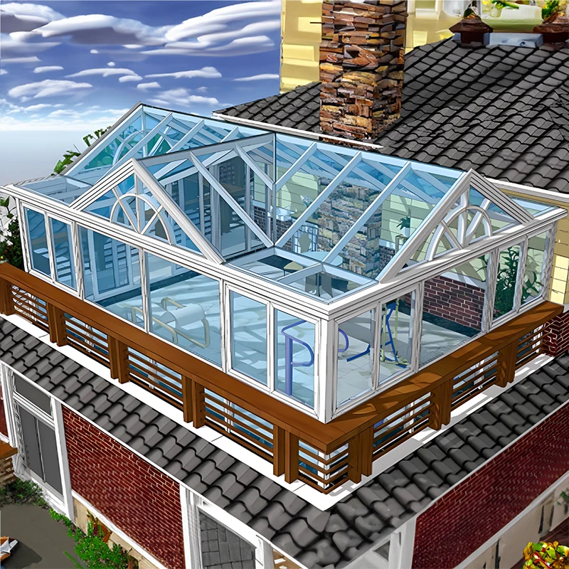 Energy Saving Aluminum Sunroom Solarium with Tempered Flat Glass for Yard Courtyard sunroom