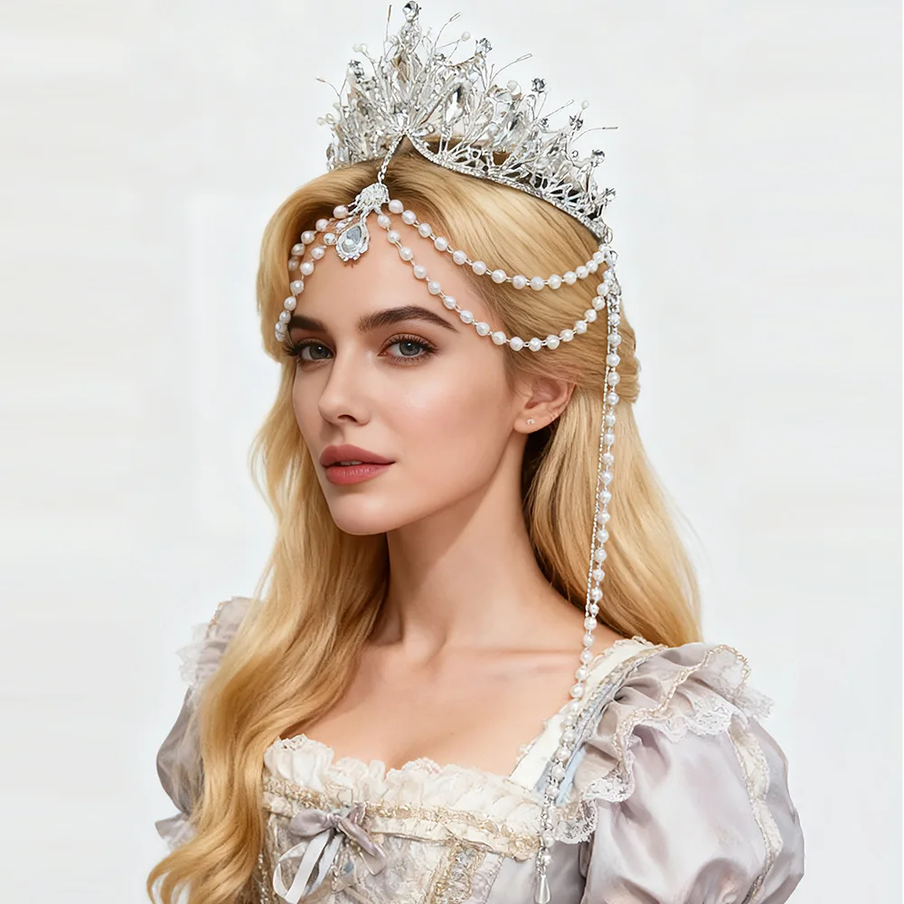 

Silver Crown Flower Wedding Pearl Accessories Virgin Tassel Tuinga Studio Photography Western Regions