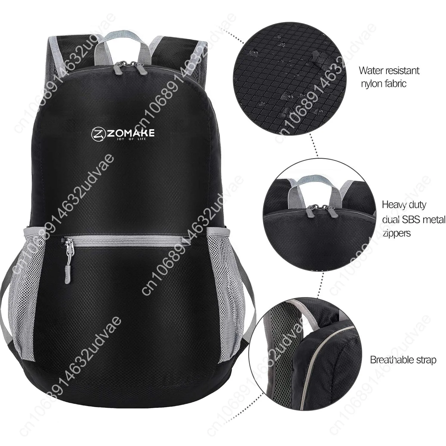 ZOMAKE Ultra Lightweight Hiking Backpack 20L, Packable Small Backpacks Water Resistant Daypack for Women Men(Black)