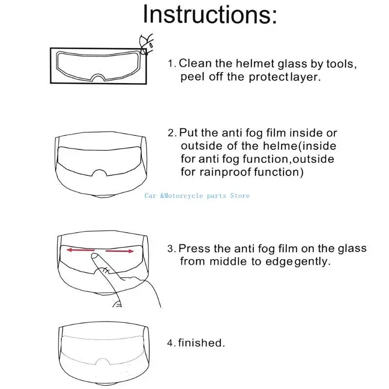 

Y9UC Motorcycle Helmet Anti-Fog Lens Clear Patch Film Universal Compatible for K3 K4 AX8 MT Full Half Face Off-road Helmets