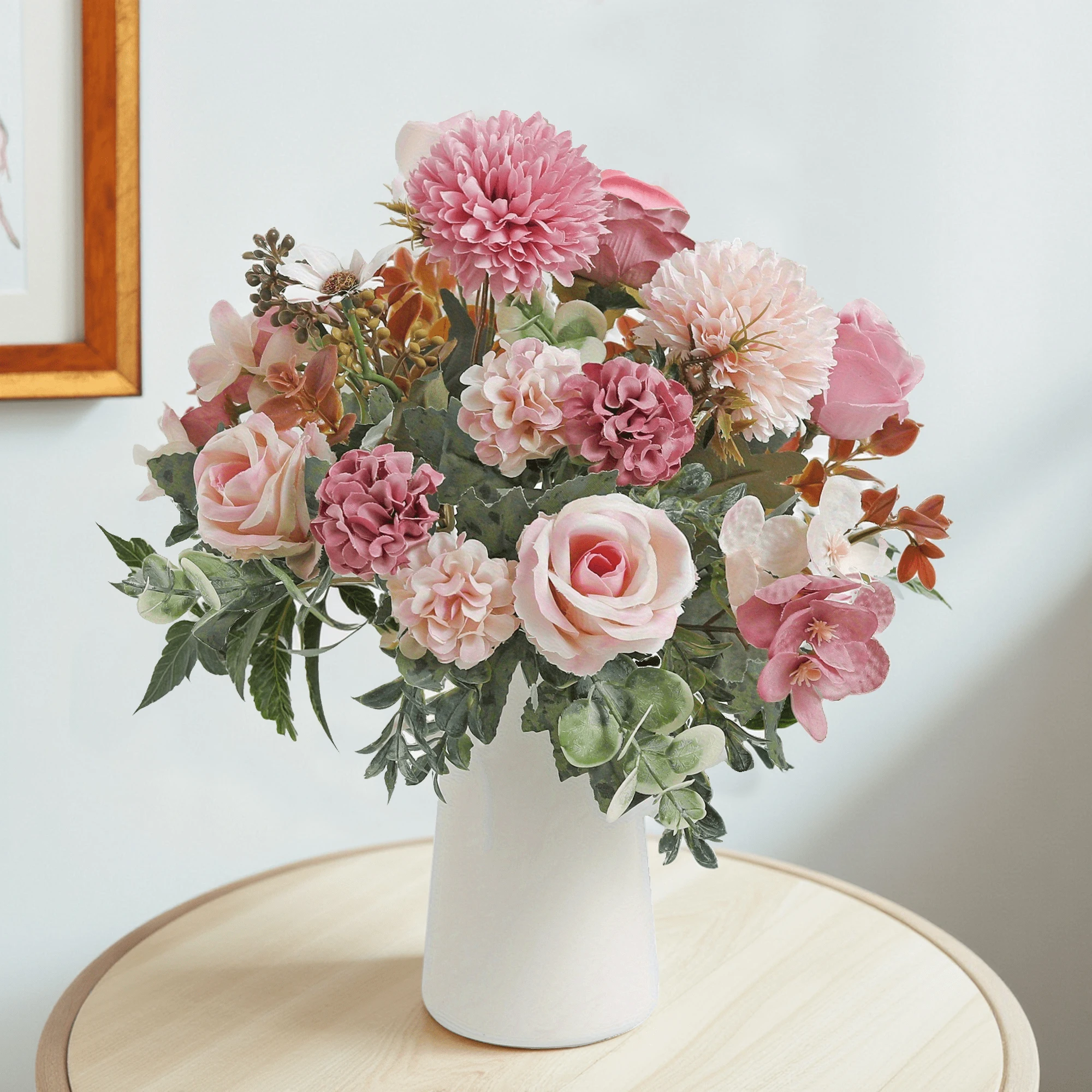 باقة الورد الفاوانيا الزهور الاصطناعية لزفاف العروس اكسسوارات الديكور طاولة غرفة المنزل الحرفية زهرة الهندباء الكوبية