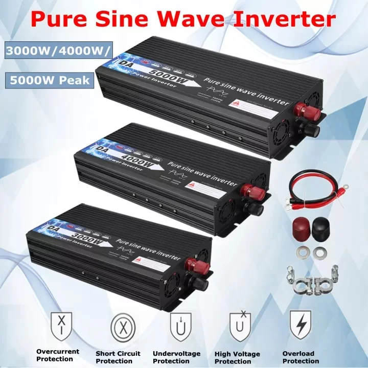 Mới Inverter 12V 220V 1000W 3000W 4000W 5000W Dc 12V Sang 220V ac Pure Sine Wave Bộ Chuyển Đổi Điện Áp 12 220 Nguồn Điện Xe Hơi Micro Inverter