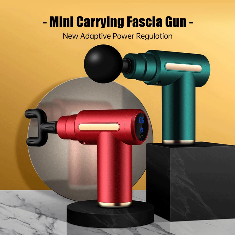 

Mini Portable Fascia Massage Gun Electric Percussion Pistol Massager Body Relaxation LED Touch Screen 4Massage Head Holiday Gift