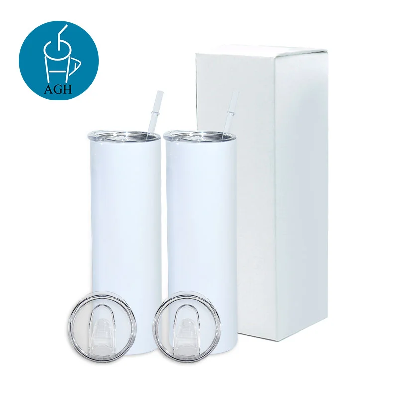 Emily Luo US Warehouse In Stock Free Shipping 20 OZ Sublimation White Color Stainless Steel Skinny Straight Tumblers Cups