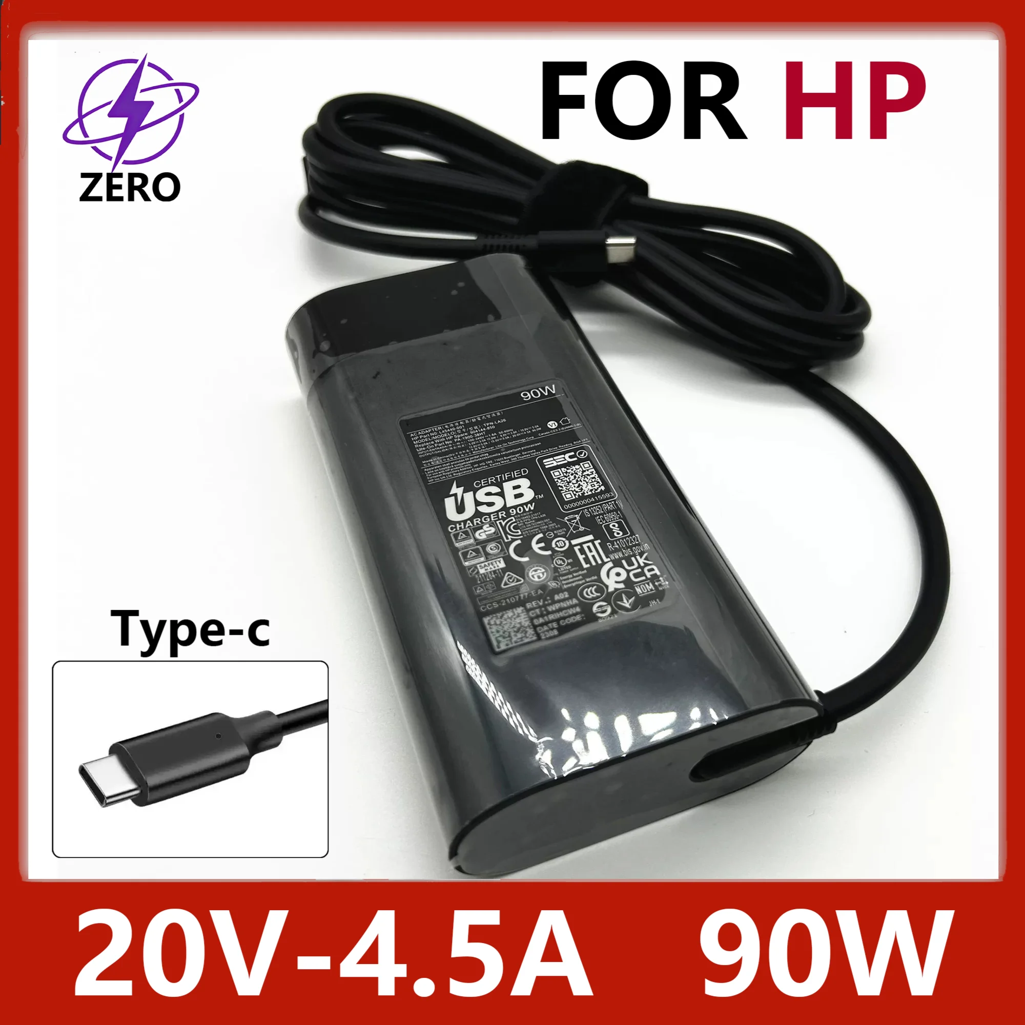

Оригинальный адаптер питания USB-C Type-C 90W 20V4.5A для ноутбуков HP Pavilion Plus 14, Probook G11, Omen, Transcend 14 TPN-AL26
