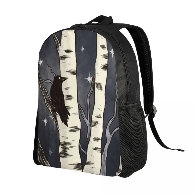 Custom Birds And Birch Trees Travel Backpack Men Women School Laptop Bookbag Witchy Crow College Student Daypack Bags