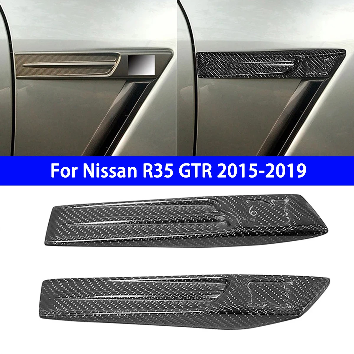 

For Nissan R35 GTR 2015-2019 Carbon Fiber Front Fender Side Logo for Real Carbon Fiber Exterior Decoration Refit