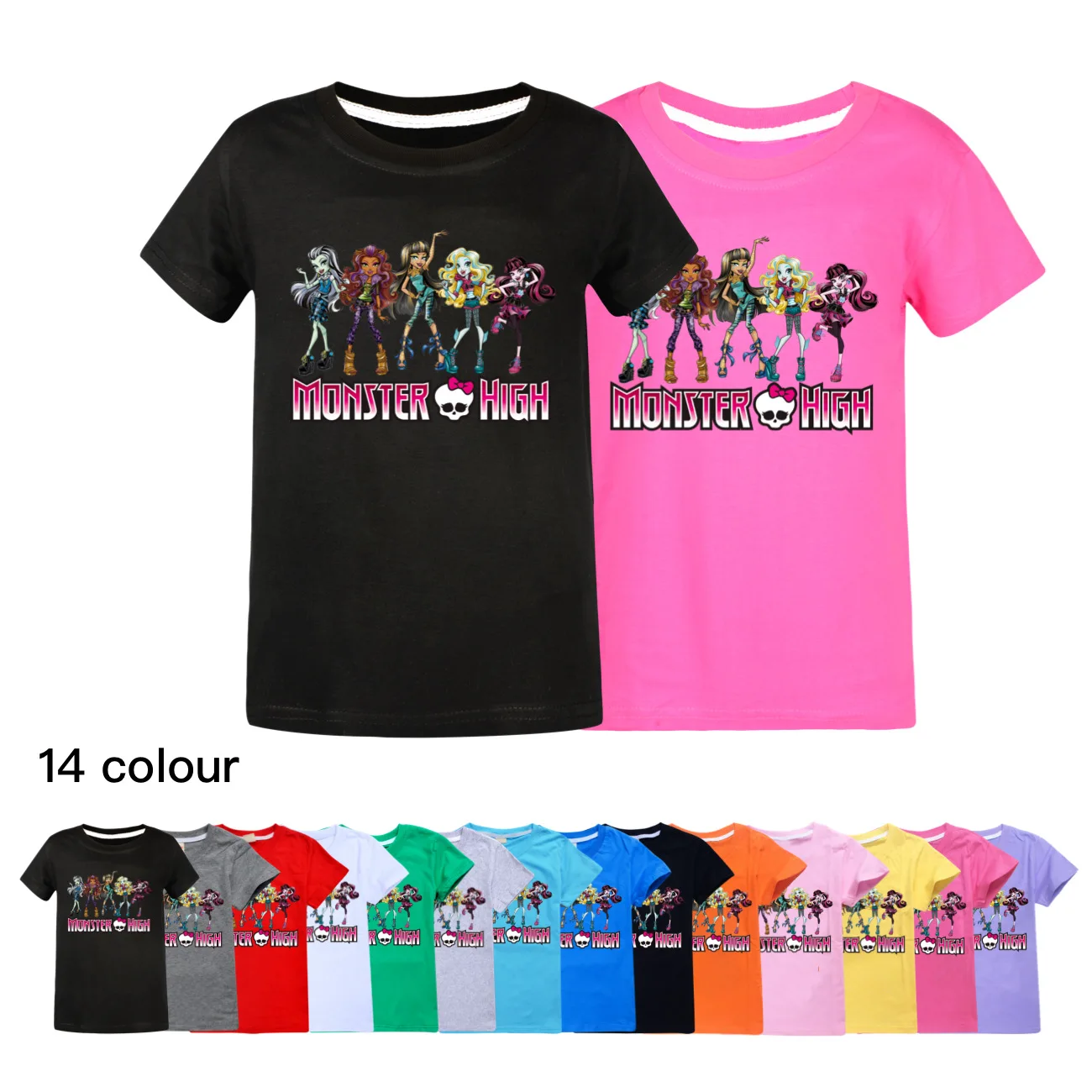 

Cartoon Monster High T Shirt Kids Fashion Clothes Baby Girls Short Sleeve Tops Toddler Boy Summer Tee Children Leisure Clothing