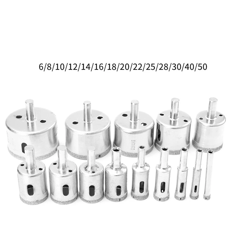 10/15pcs 3-50mm Diamond Coated Hss Drill Bit Set Accessories Tile Marble Glass Ceramic Hole Saw Drilling Bits For Power Tools
