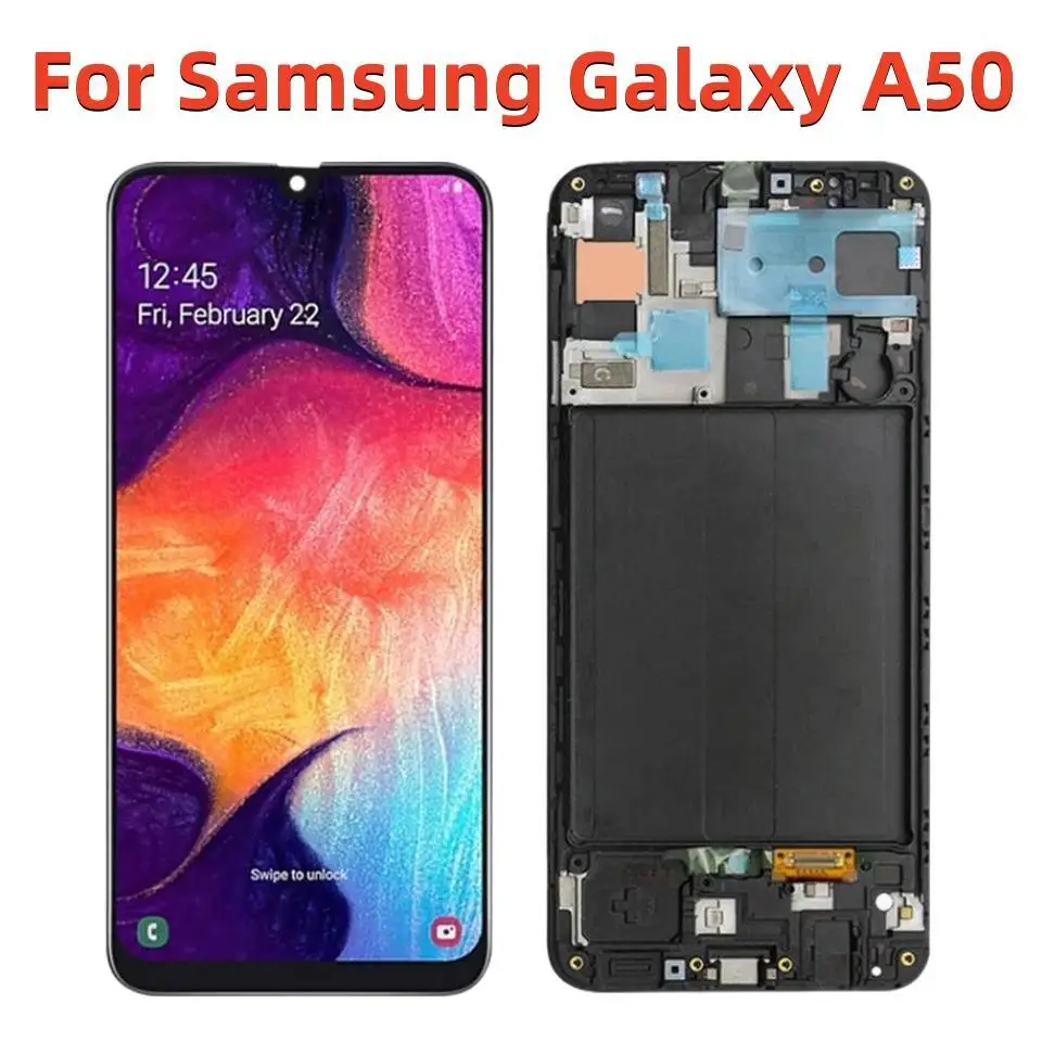 

ЖК-дисплей с сенсорным экраном и рамкой 6,4 дюйма для Samsung Galaxy A50, детали панели дисплея SM-A505G A505F