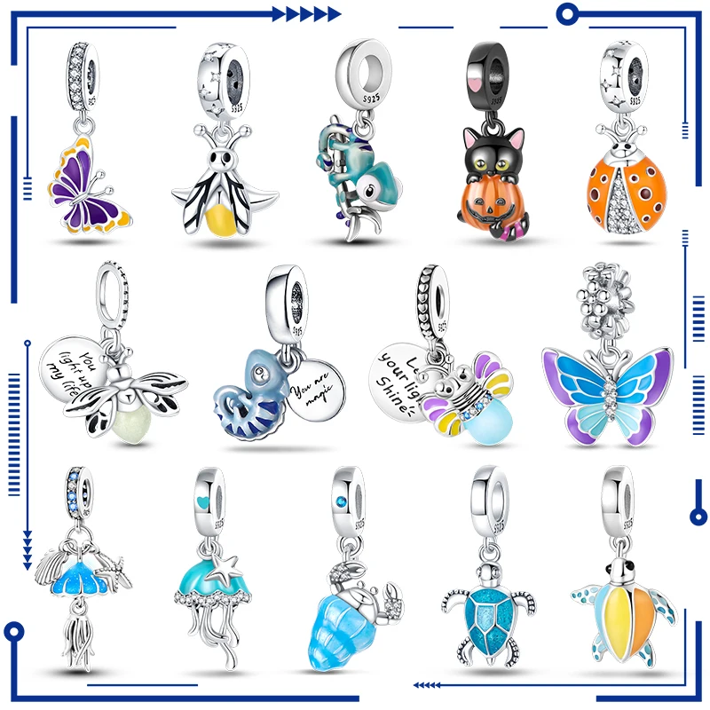 

2023 Hot Sale Luminous Color Changing Animal Shape Charm Beads Fits Pandora Original Bracelet For 925 Silver Women Jewelry Gift