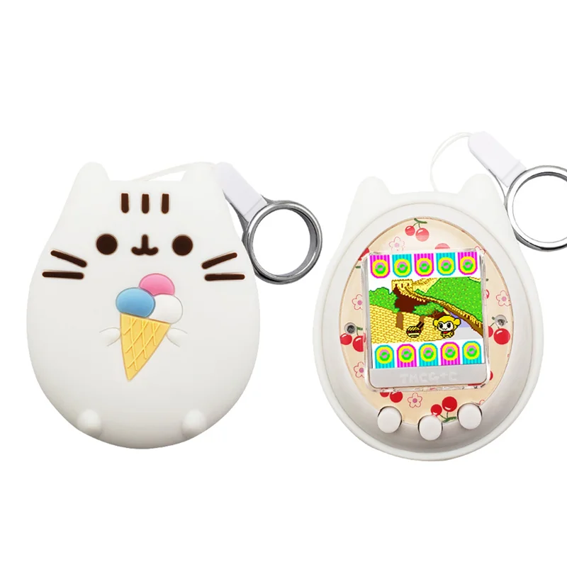 Silicone Case+Lanyard for Tamagotchi 4U+Mix Virtual Interactive Pet Game Machine Silicone Cover Shell(B)