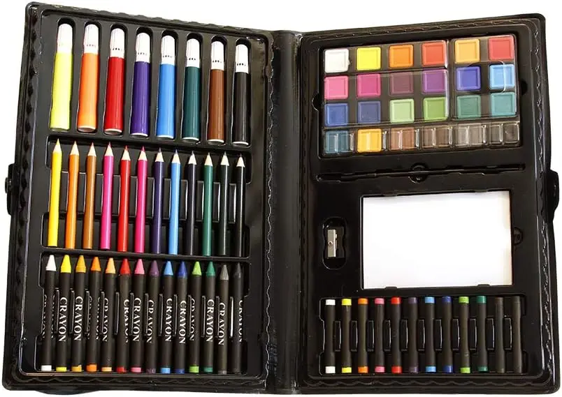 100-Piece Kids Art Set: Colored Pencils, Crayons, Markers, Watercolors & More