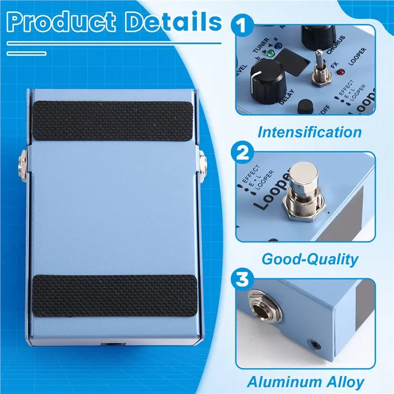 A06F-Guitar Pedal Guitar Multi-Effect Pedals With Looper Delay Chorus Reverb And Tuner On One Pedal Quality Case DC-9V