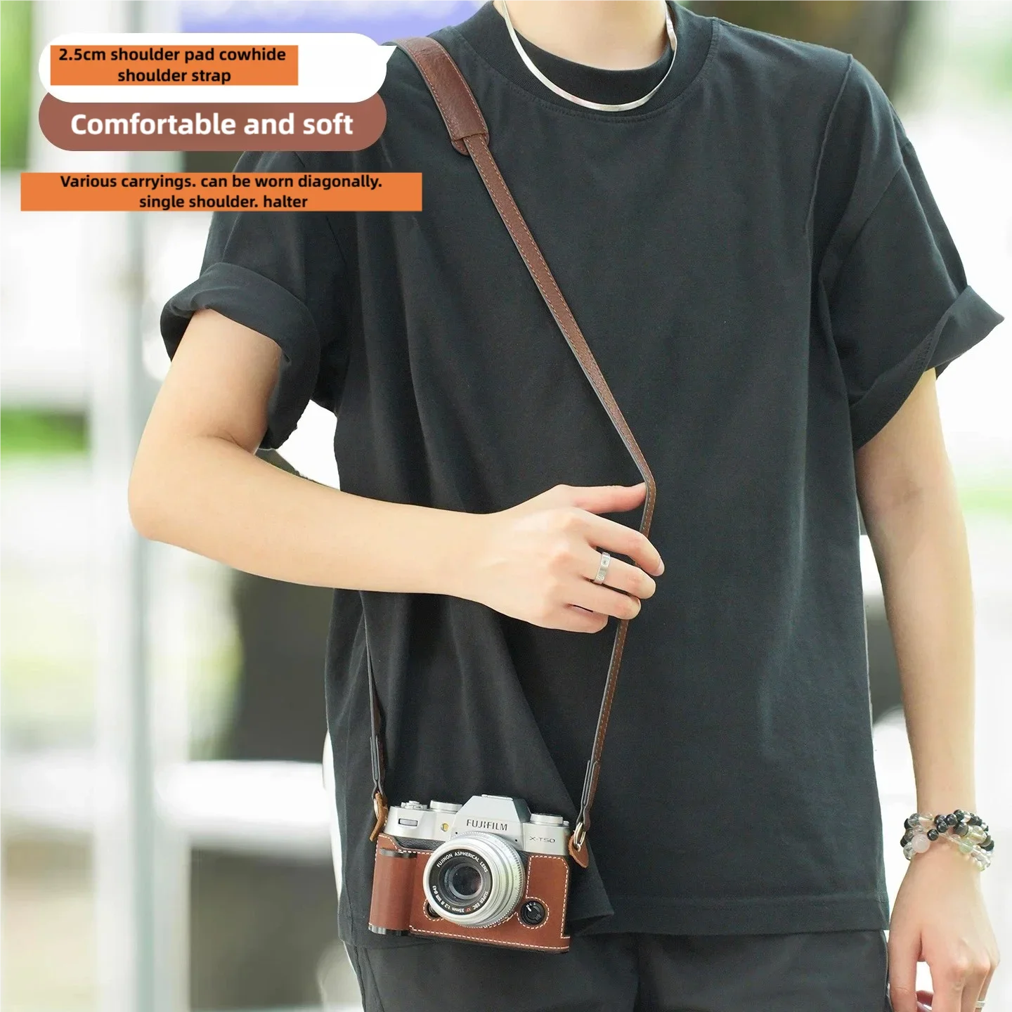 

NEW Handmade camera bag for Fujifilm XT50 grip model protective case genuine leather camera base wrist strap shoulder strap