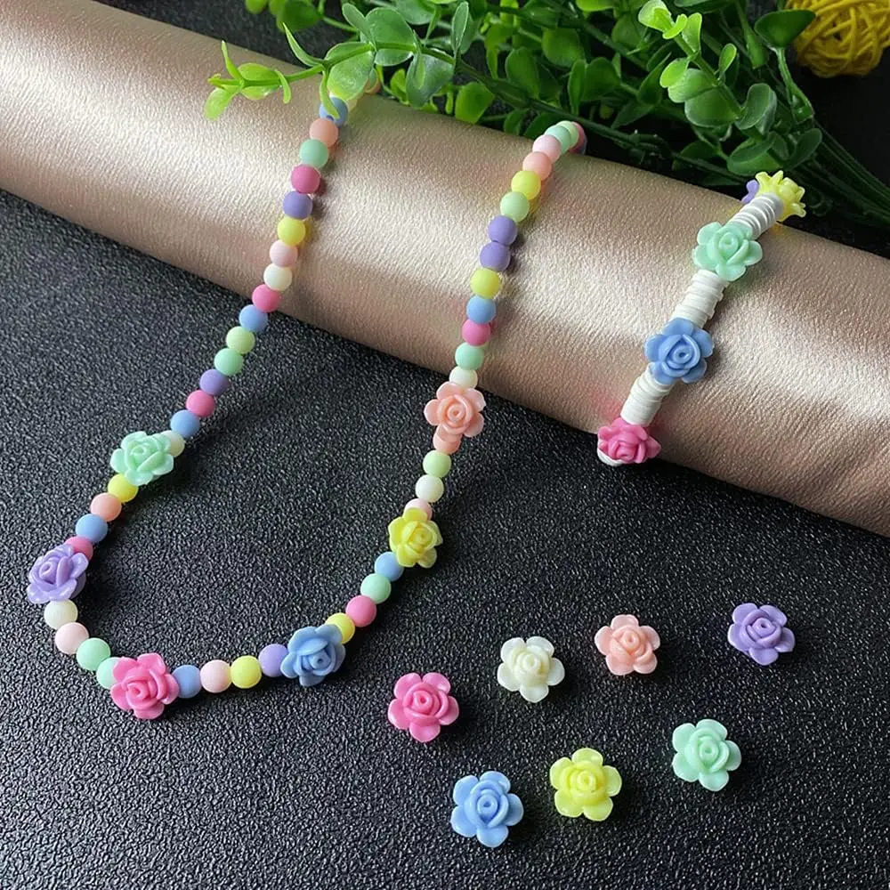 10Pcs 19.2mm Rose Beads Acrylic Fashion Flower DIY Creative Jewelry Accessories  Pearlescent Bracelet Decoration Pendants