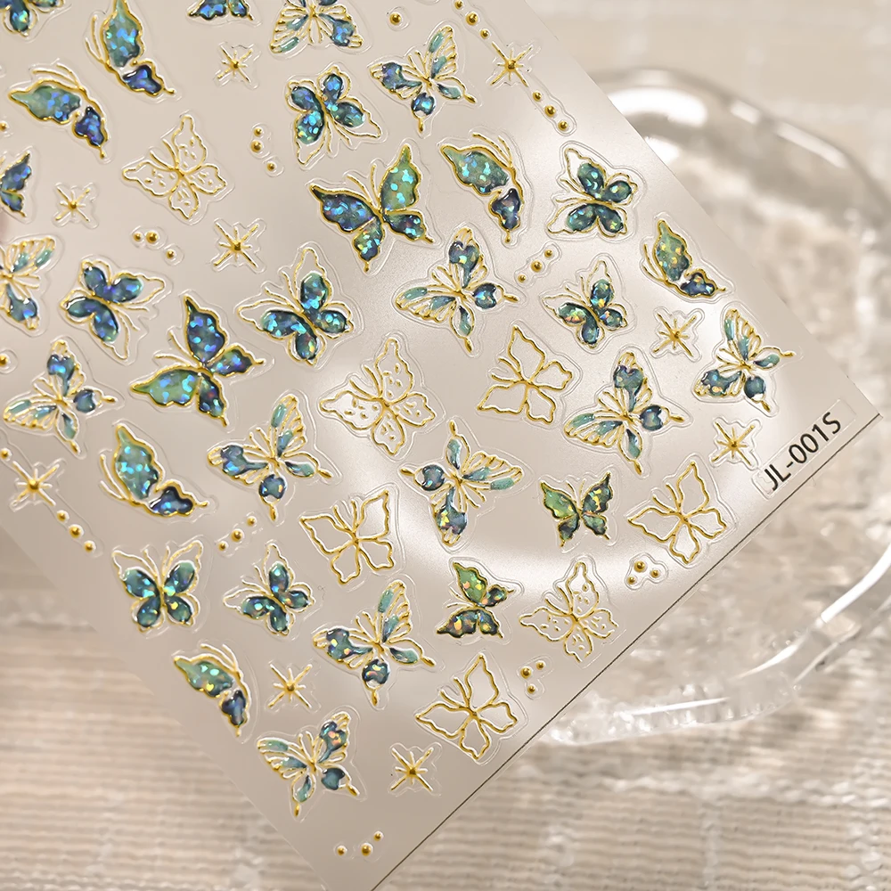 5d relevo fantasia borboleta verde adesivos de unhas bronzeamento asas de borboleta projetos autoadesivos sliders decalques diy suprimentos de unhas