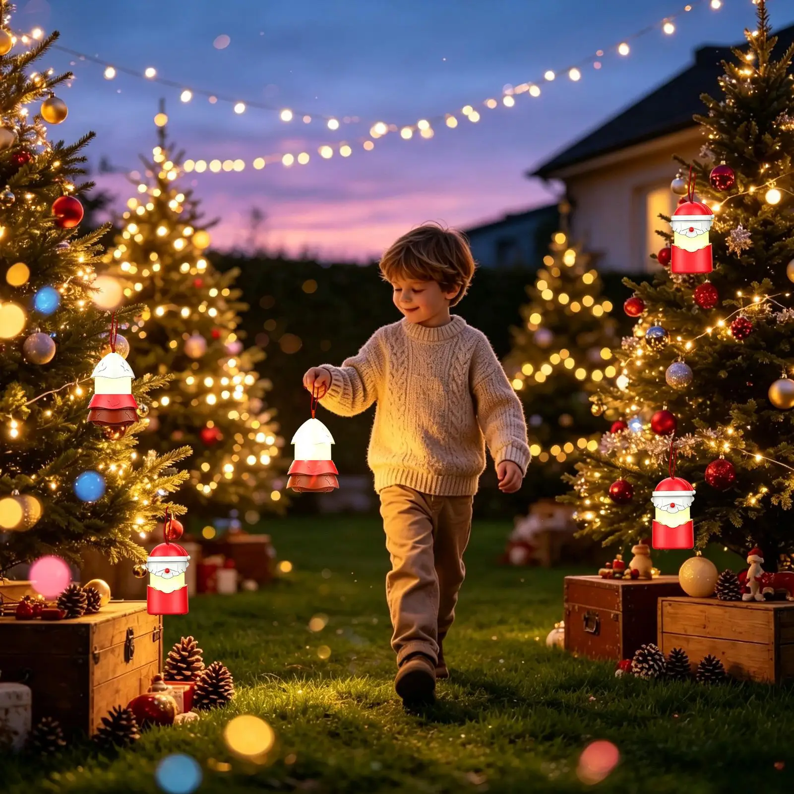 Christmas Nightlight Foldable Color Changing Musical Lighting With Handle LED Christmas Tree Santa Lamp For Home Desk Living