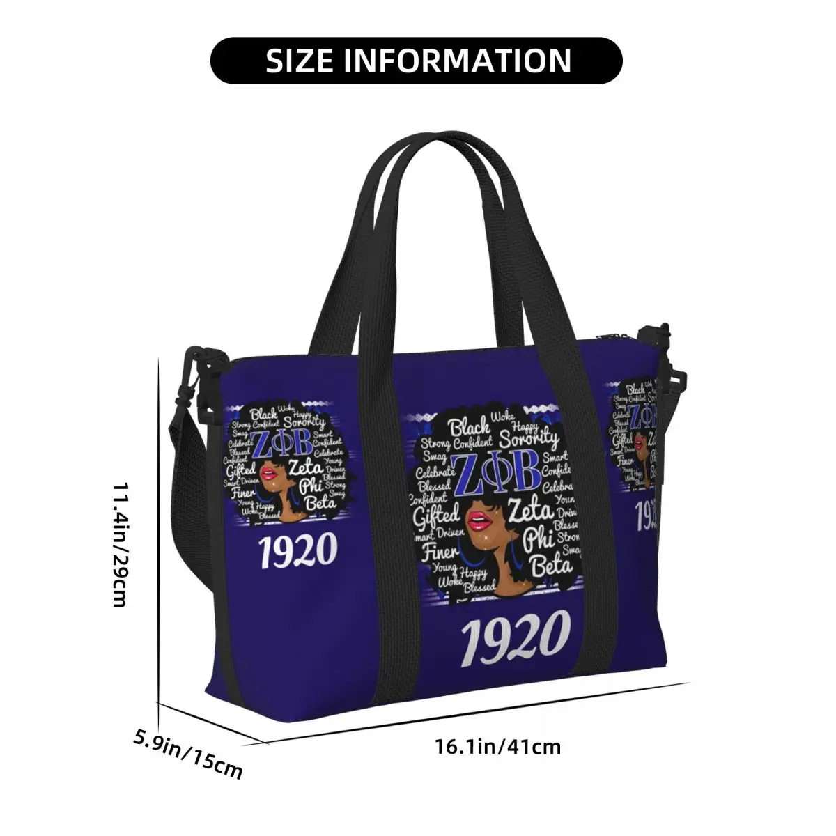 Bolso de mano personalizado Zeta Phi Beta Sorority para mujer, bolso de viaje de hombro con letra griega de gran capacidad 1920 para gimnasio en la playa