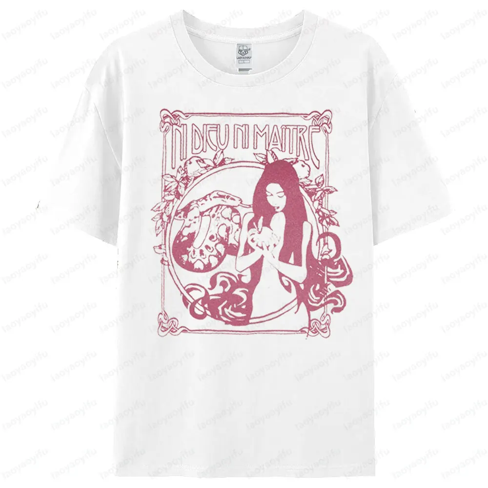 قميص Ni Dieu Ni Maître Eve Lilith Garden of Eden Art Nouveau Style قميص نسائي تي شيرت نسائي جماليات تي شيرت صيفي قطني