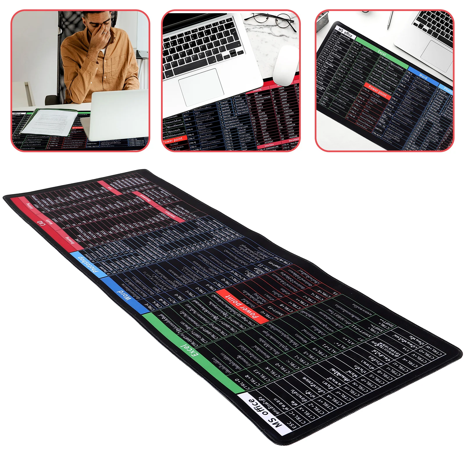 لوحة ماوس مكتب كبيرة الحجم تايلاندية Excel حصيرة مكتبية فائقة النعومة ومضادة للانزلاق من المطاط للألعاب عازلة للبرد