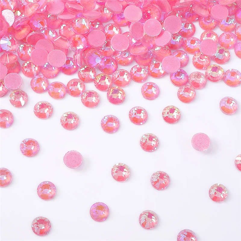 Mocha Shimmer Light Pink AB SS6-SS30 Glass Flatback Rhinestones Glitter Round Glue On Non Hotfix Gemstones for Nails Clothing