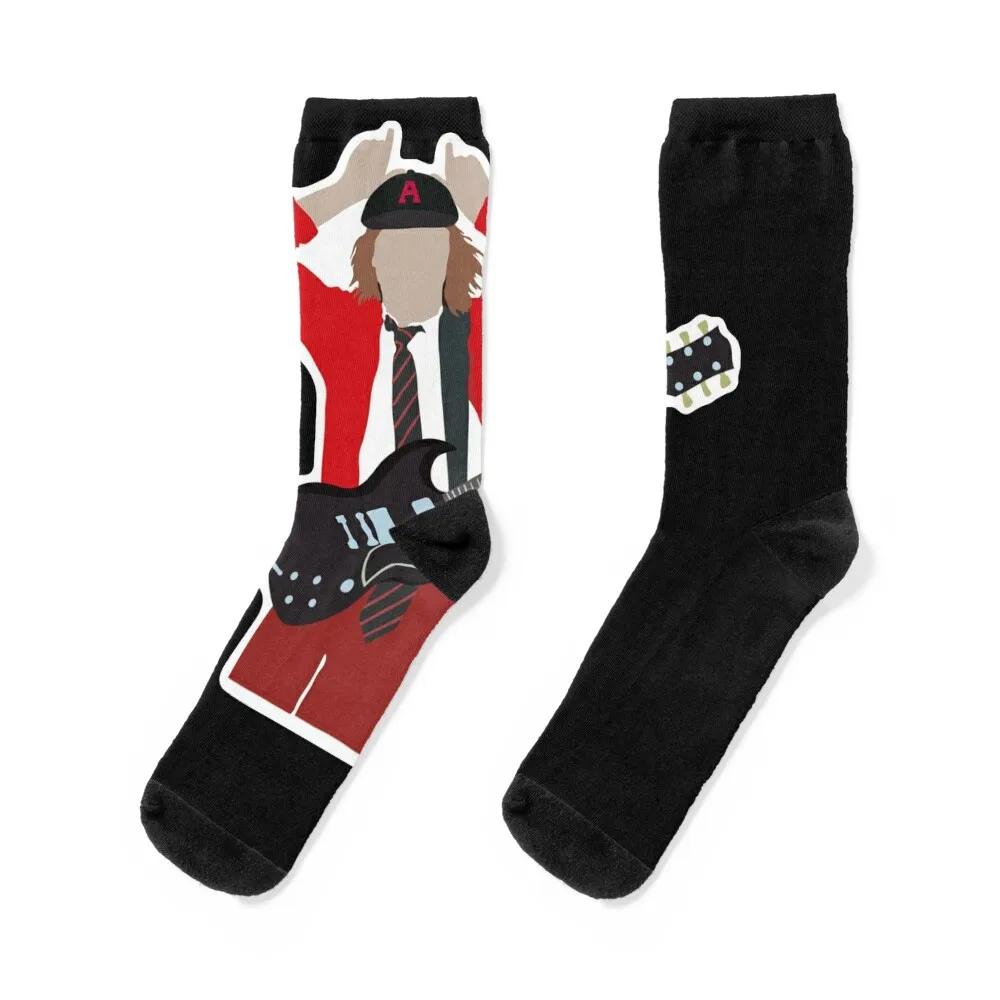 Angus Young ACDC Minimalistic Sticker Socks custom Novelties sport Climbing Girl'S Socks Men's