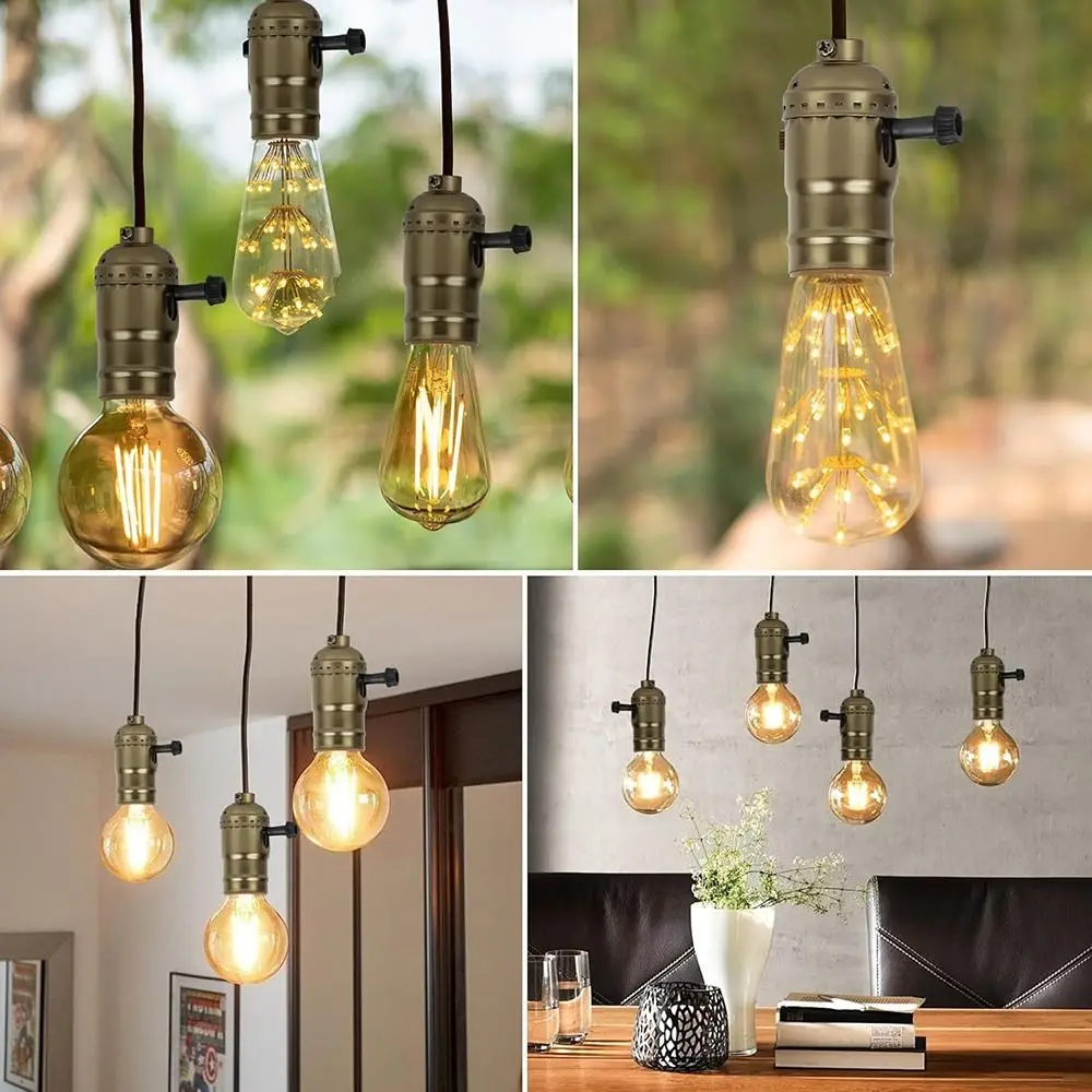Decorative 3-Way Lamp Vintage Dimmable Turn Knob Retro E26 Base Home Decor