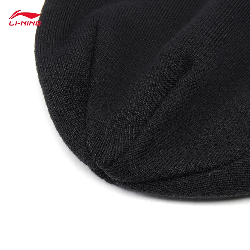 LI-NING سلسلة الحياة الرياضية للجنسين قبعات محبوكة مريحة لينة الجلد ودية القبعات الدافئة 56-60 سنتيمتر AMZV045