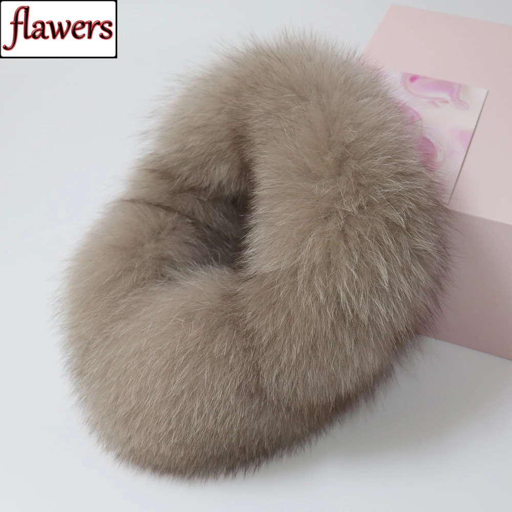 New Real Fox Fur Earmuffs For Winter Women Warm Natural Raccoon Fur Earmuffs Girls Ear Warmer Genuine Fur Scarves Plush Ear Muff