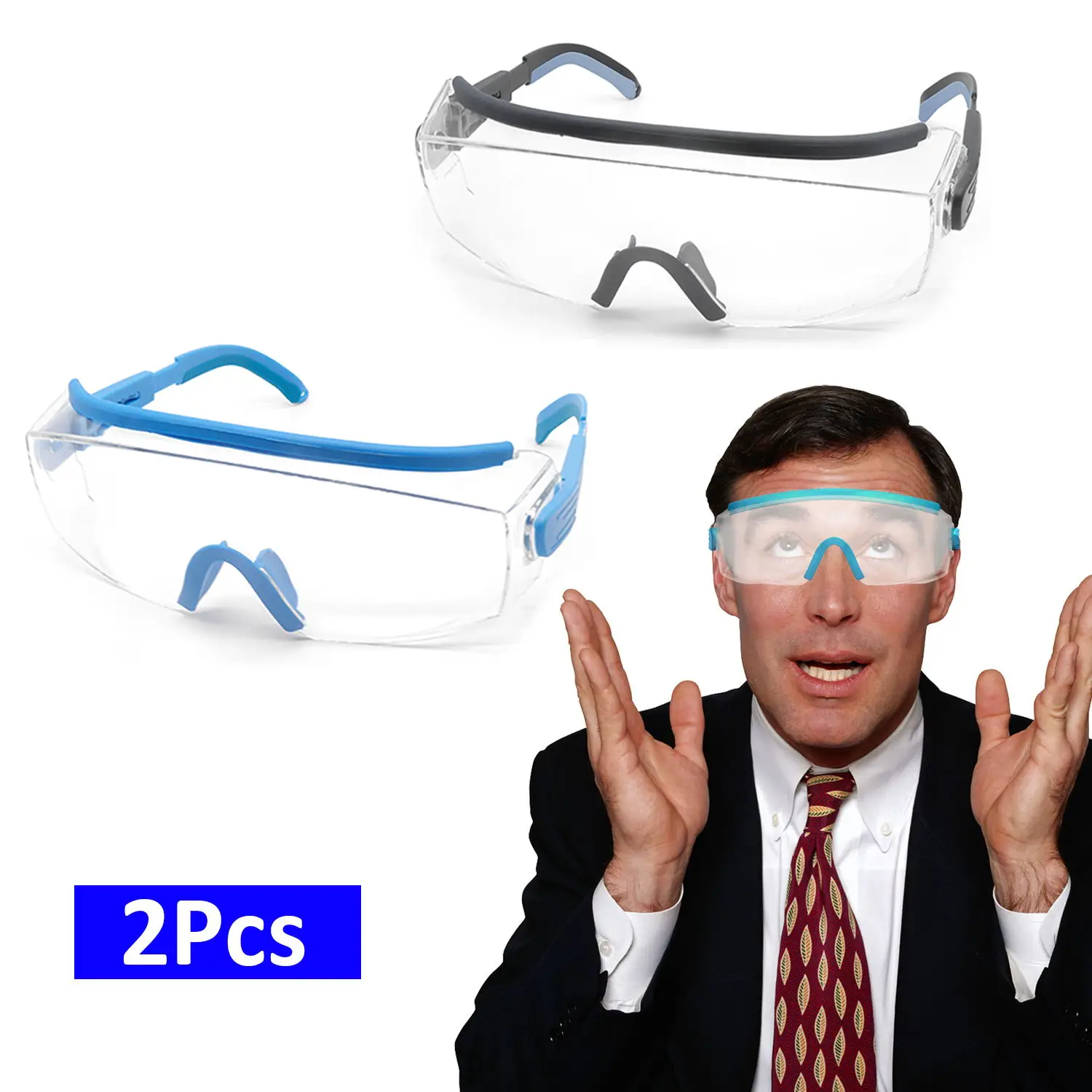 Protective Safety Glasses HD Lens Anti UV400 Fog Side Shields Wrap Around Rubber CE Z87 for Sports Lab Working Surgery Patient