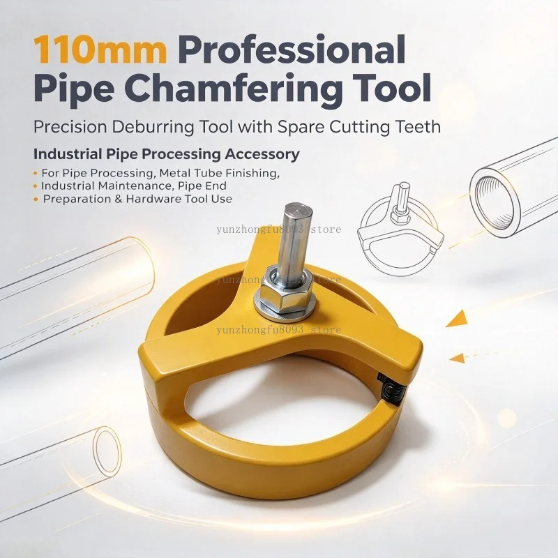 110mm Professional Pipe Chamfering Tool, Precision Deburring Tool with Spare Cutting Teeth, for Pipe Processing