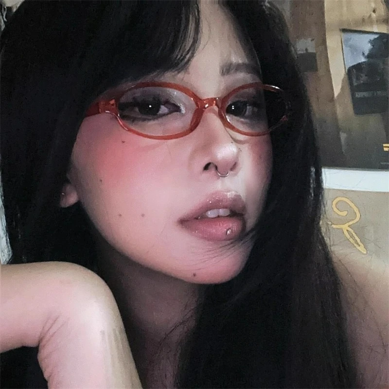 اليابانية خمر النظارات البيضاوية الصغيرة طالب الكمبيوتر النظارات Y2K لطيف الفتيات الذكية مكافحة نظارات الضوء الأزرق نظارات الزخرفية #2