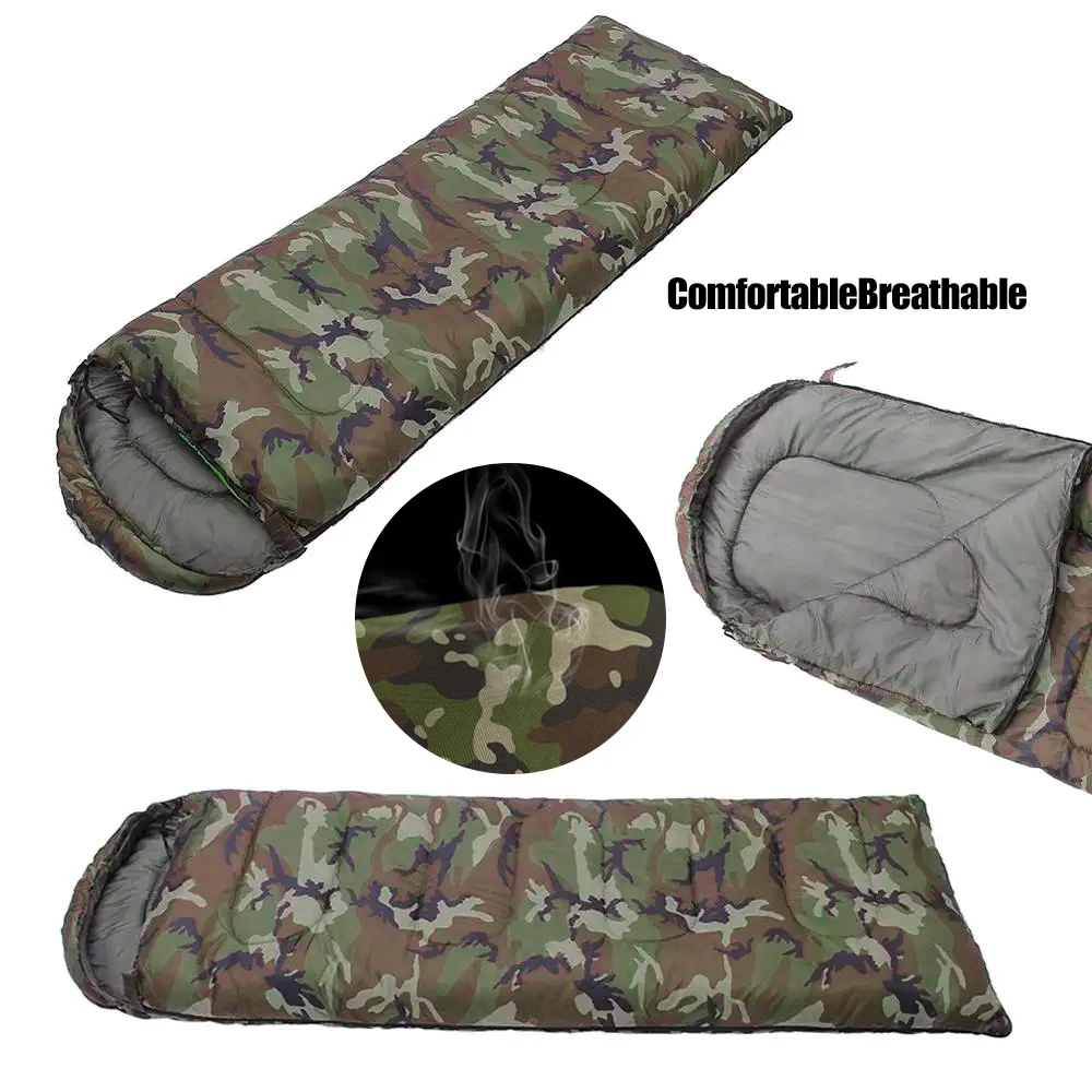 Lightweight Camouflage Sleeping Bag Cold-Proof Warm Zippered Envelope for Home Outdoor Camping, Hiking, Thermal Insulation Quilt