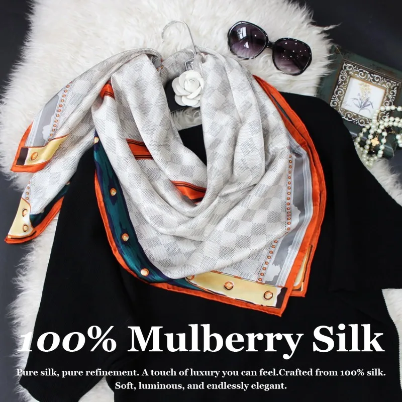

Новинка: Шарф из 100% натурального шелка тутового шелкопряда ручной работы, 110x110 см, большой квадратный платок, женская накидка для защиты от солнца, пляжный палантин
