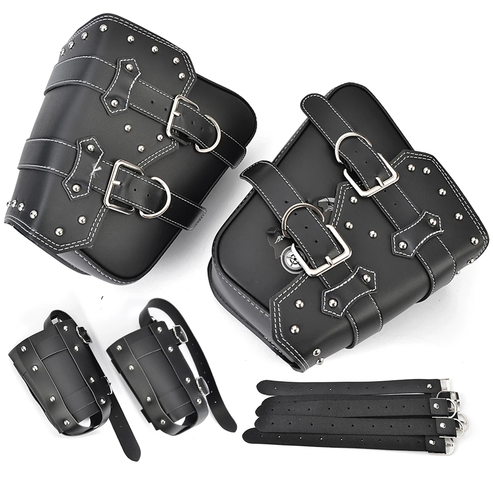 

Motorcycle Saddle Bags PU Leather Tool Bag Cafe Racer Luggage Bag Waterproof Universal for Harley Sportster XL883 XL1200 Custom