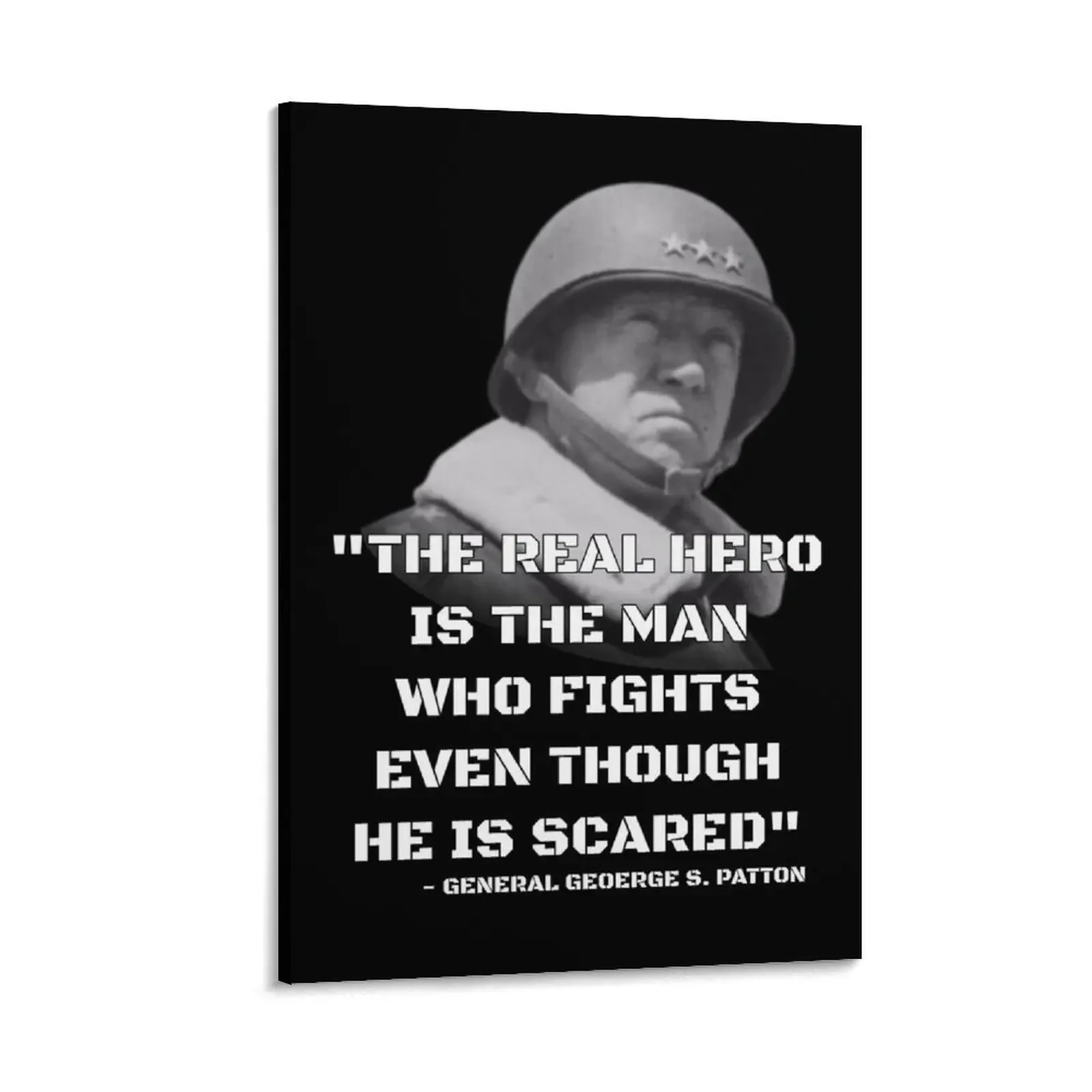 

General George S Patton Quote - The Real Hero Canvas Painting anime room decor living room decoration home decors accessories