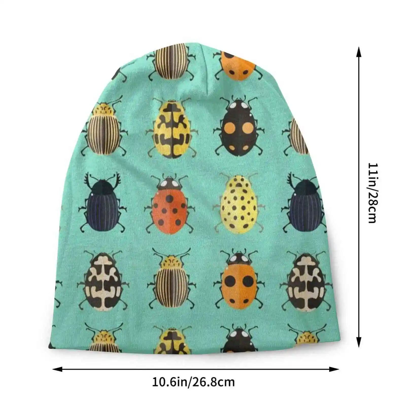 Insects. Knitted Hat Warm Beanie Outdoor Caps Colorado Ladybird Scarab Insect Flat Cite Trendy Cartoon