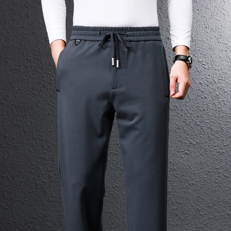 

Высококачественные эластичные мужские повседневные брюки свободного кроя с прямыми штанинами, спортивные штаны больших размеров для мужчин среднего и старшего возраста