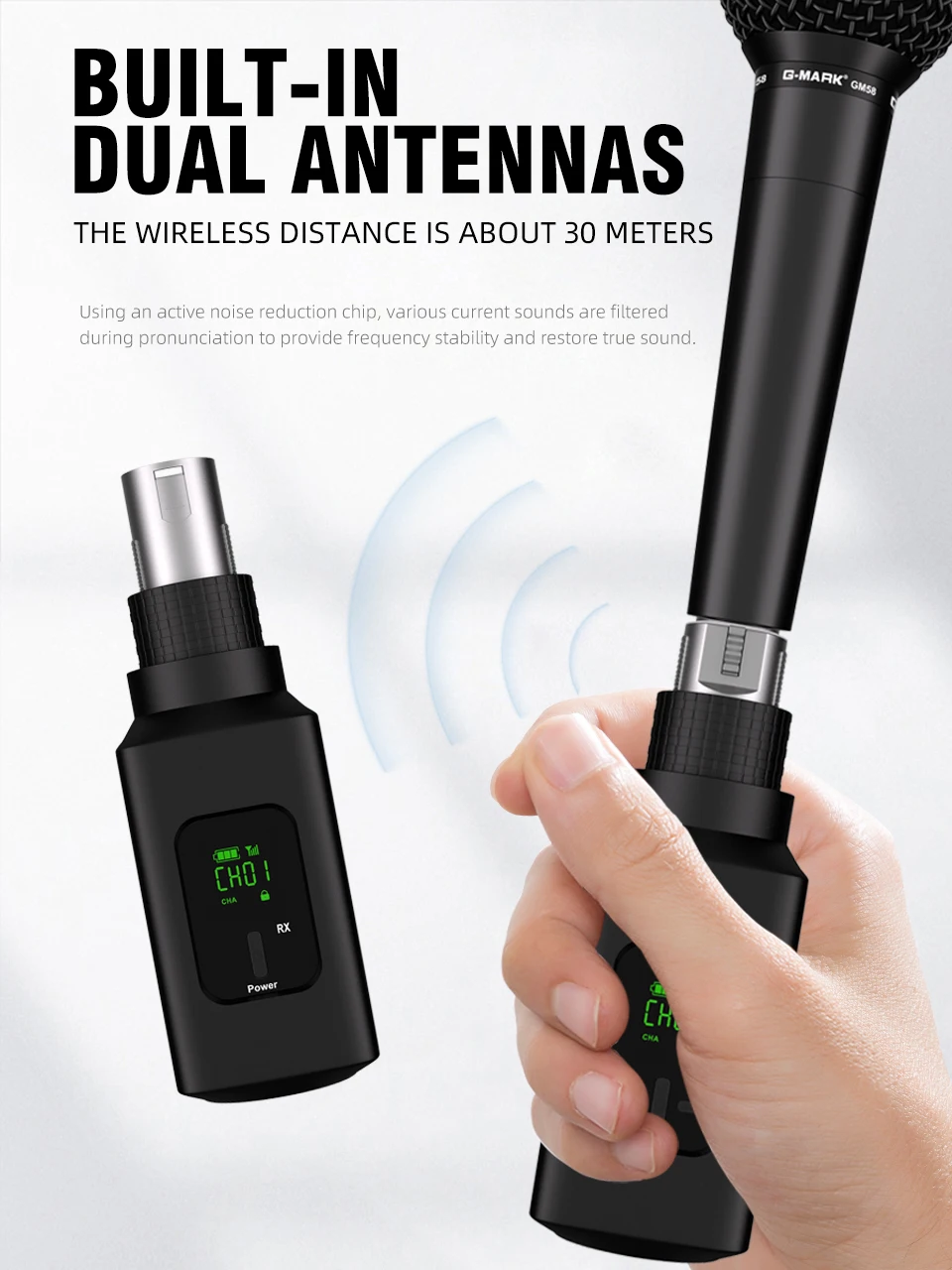 Wireless Microphone System G-MARK GX1.2 2.4G XLR Adapter 16 Channels Audio Transmitter And Receiver For Audio Mixer PA Speaker